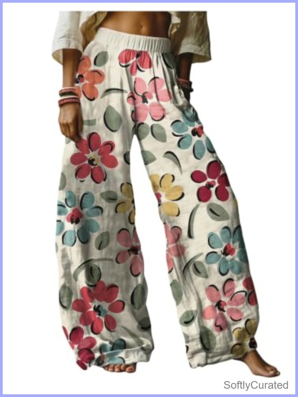 SHENHE Plus Size Floral Print Palazzo Wide Leg Vacation Pants
